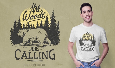 Bear animal in the woods nature t-shirt design