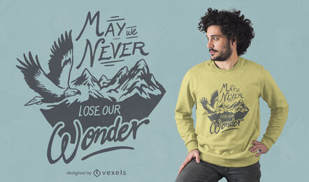 Diseño de camiseta de águila pájaro volando naturaleza