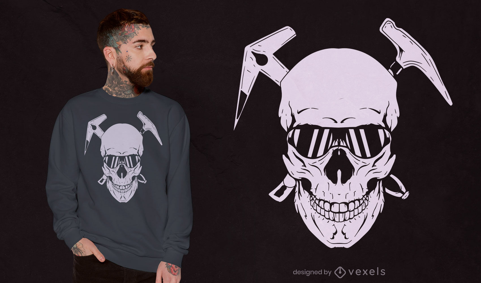 Skull with tools cut-out t-shirt design