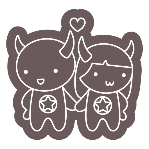 Cute devil couple cutout PNG Design