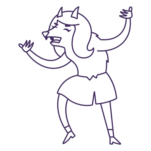 Mujer lobo bailando Diseño PNG