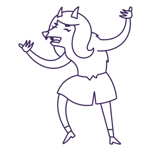 Senhora lobisomem dançando Desenho PNG