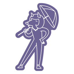 Dog woman character holding umbrella PNG Design