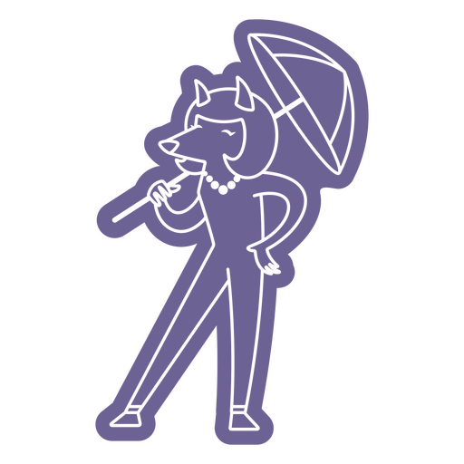 Dog woman character holding umbrella PNG Design