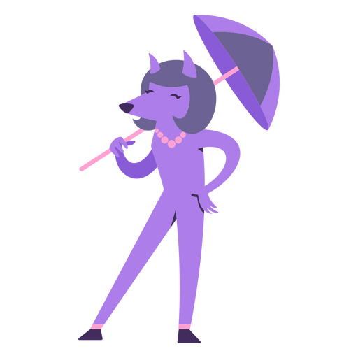 Mujer lobo con paraguas Diseño PNG