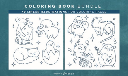 Baby animals coloring book interior design