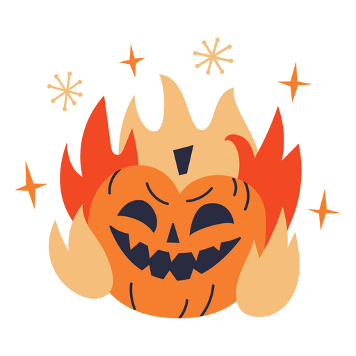 Evil pumpkin on fire PNG Design