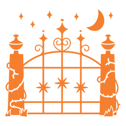 Puerta del cementerio por la noche Diseño PNG