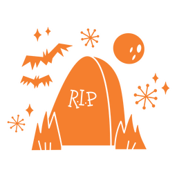 Piedra del cementerio en la noche Diseño PNG