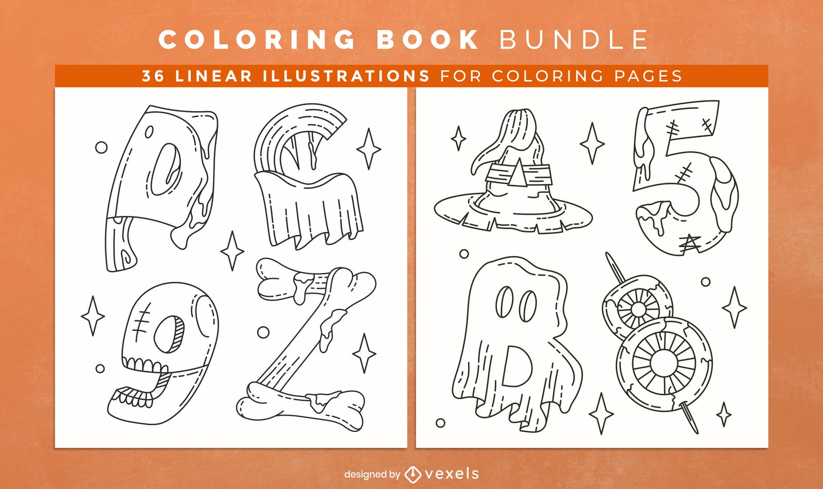 Halloween alphabet coloring book interior design