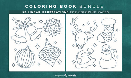 Christmas decoration coloring book design pages