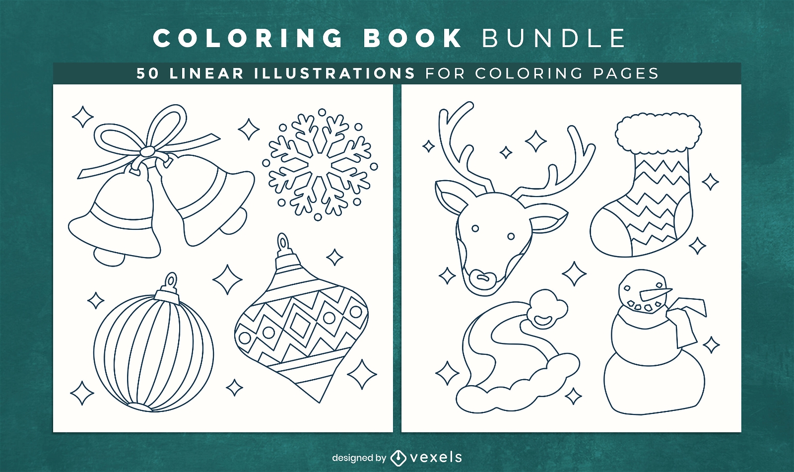 Christmas decoration coloring book design pages