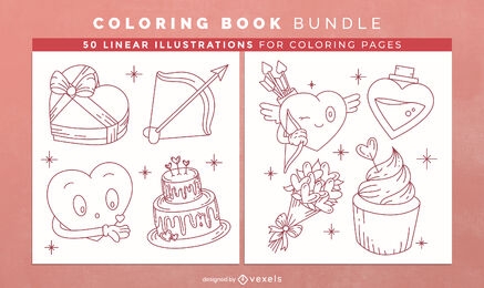 Día de San Valentín para colorear páginas de diseño de libros