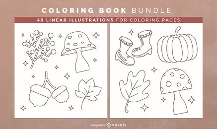 Autumn Season Coloring Book Interior Design Vector Download