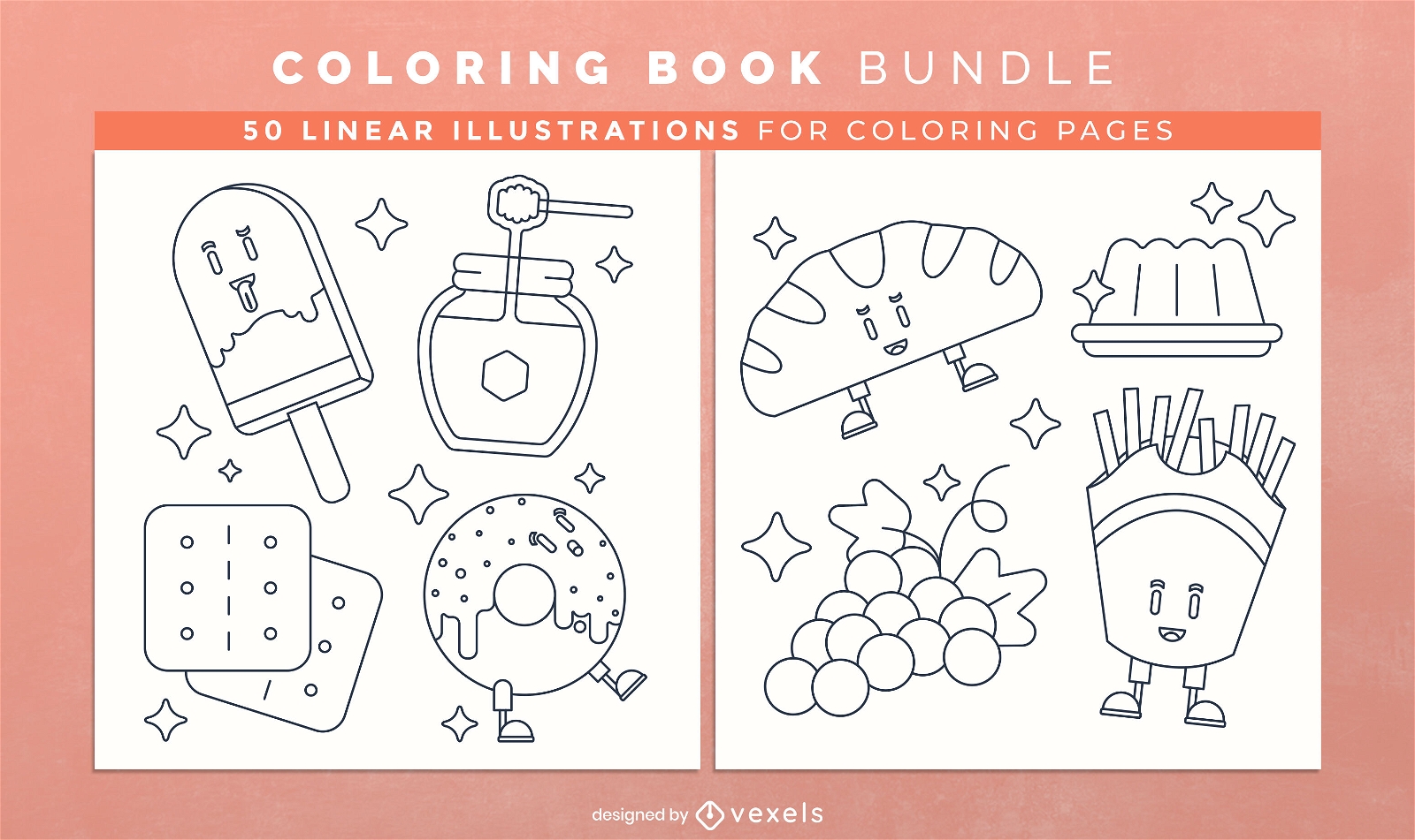 Sweet food coloring book pages design