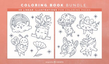 Primavera naturaleza páginas de diseño de libro para colorear