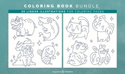 Desenhos de páginas de livros para colorir de animais engraçados