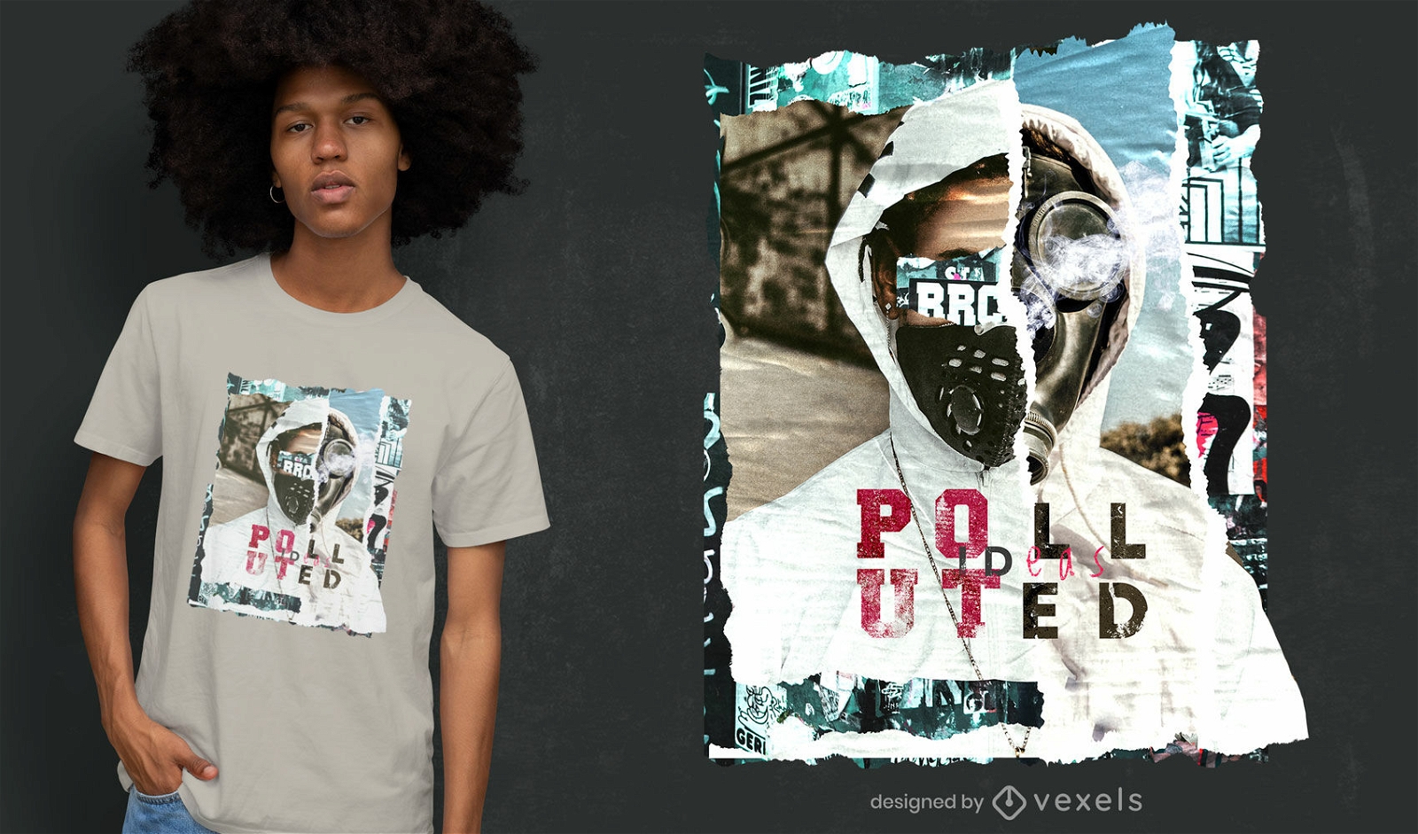 Polluted collage psd t-shirt design