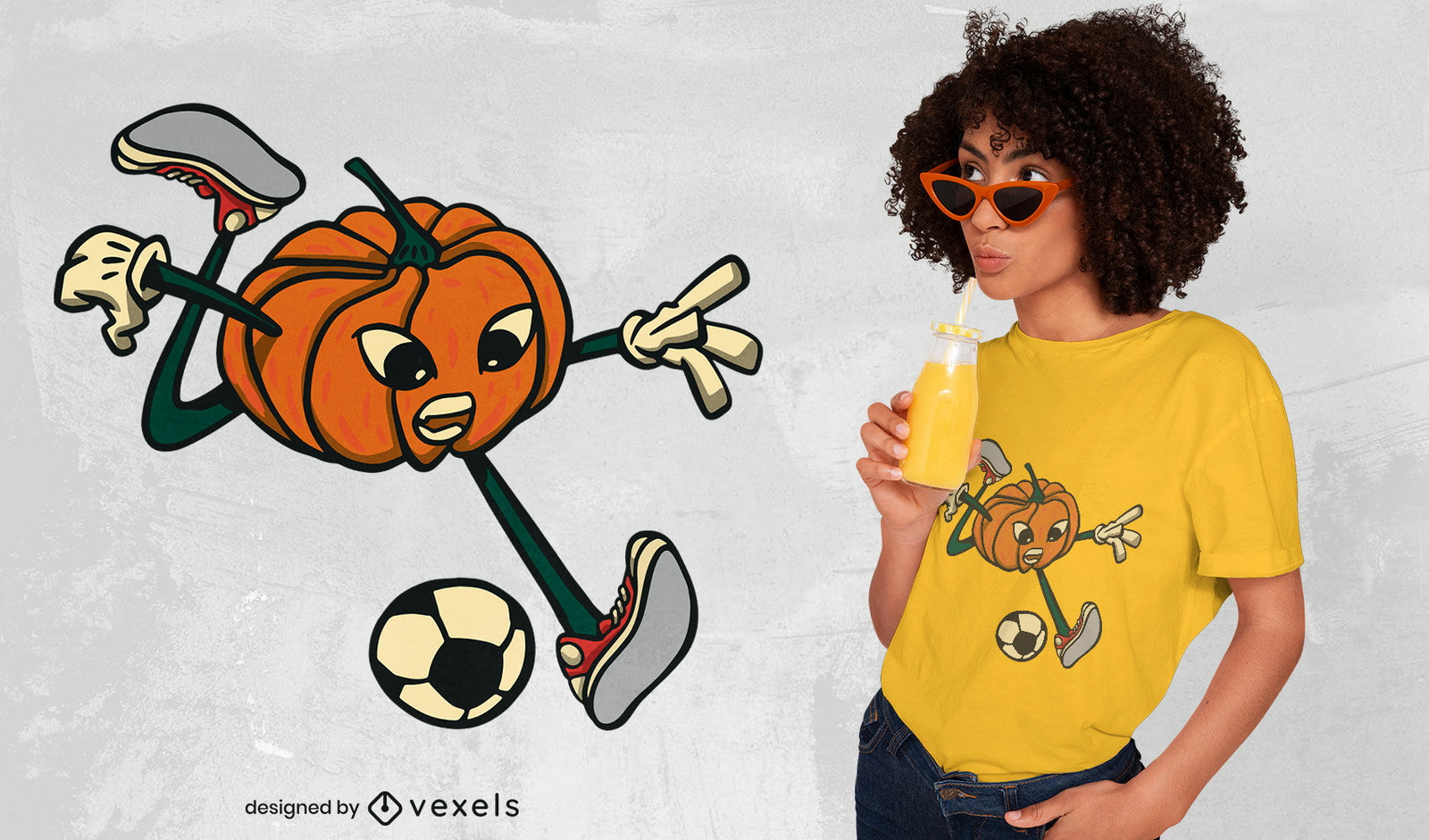 Abóbora jogando futebol design de camiseta