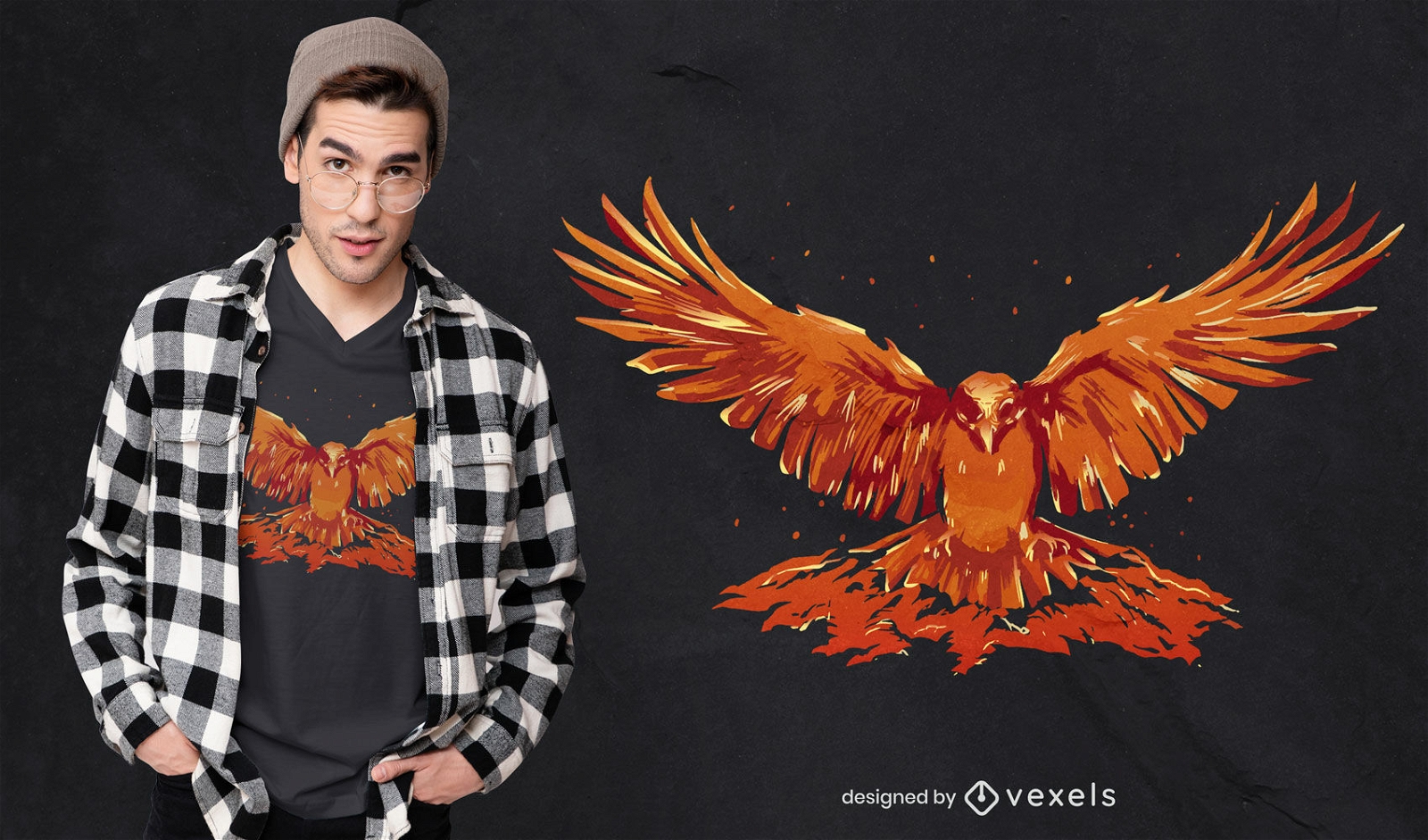 T-Shirt mit fliegendem Phönixvogel