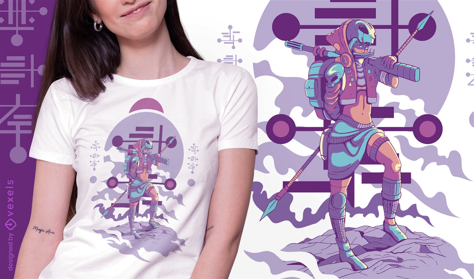 Diseño de camiseta alienígena carroñero femenino