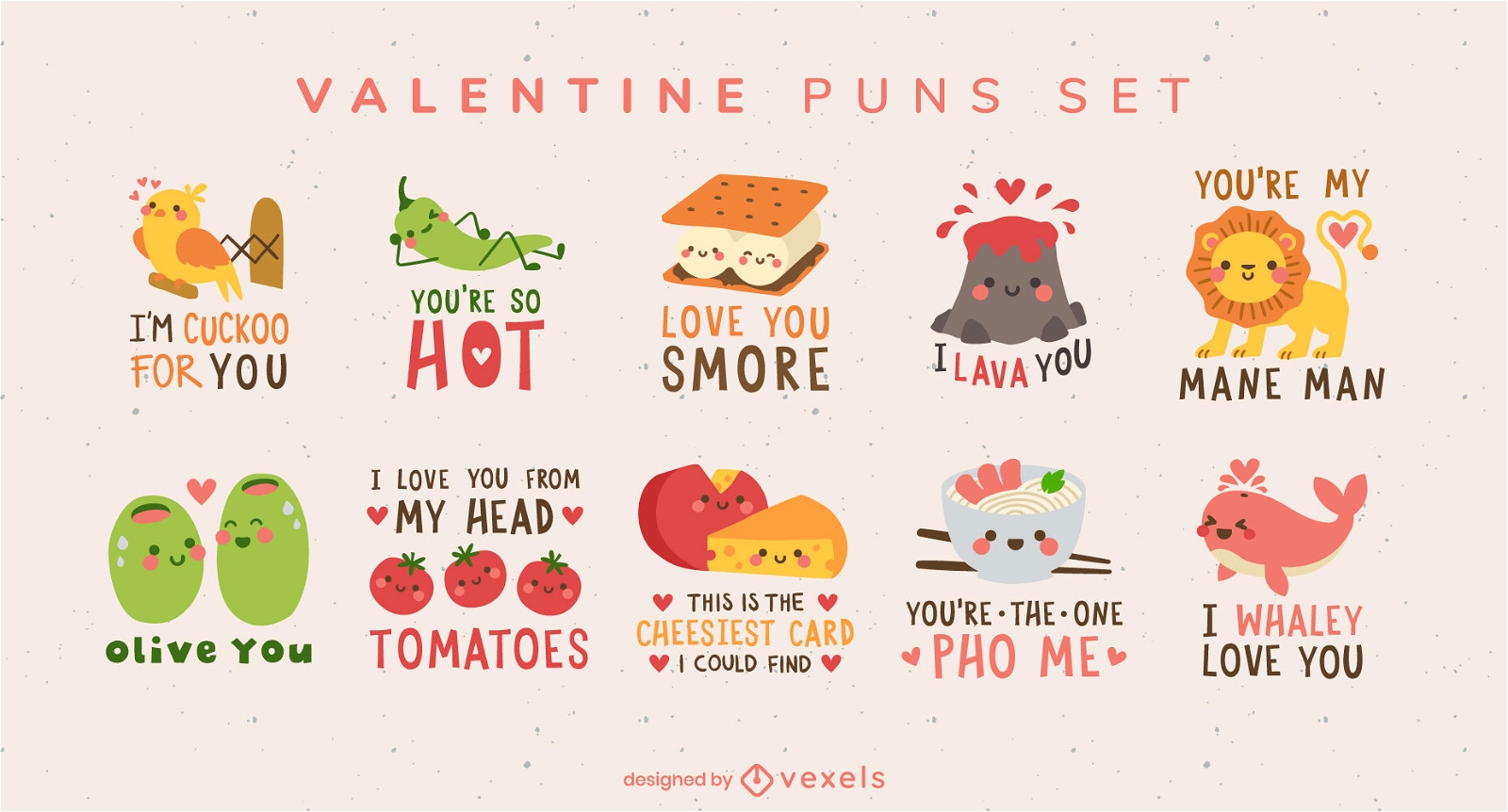 Valentine's day set of pun quotes
