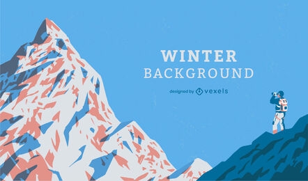 Snow mountain winter background design