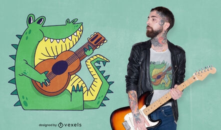 Alligator playing guitar t-shirt design