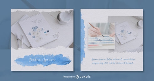 Watercolor paper and text instagram post template