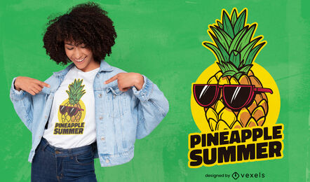 Diseño de camiseta de verano con gafas de sol de piña.