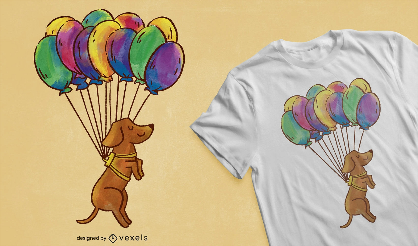 Dachshund dog balloons t-shirt design