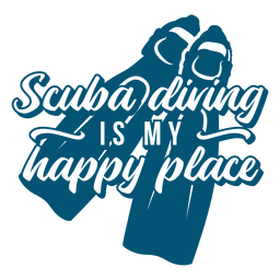El buceo es mi lugar feliz insignia de cita simple Diseño PNG