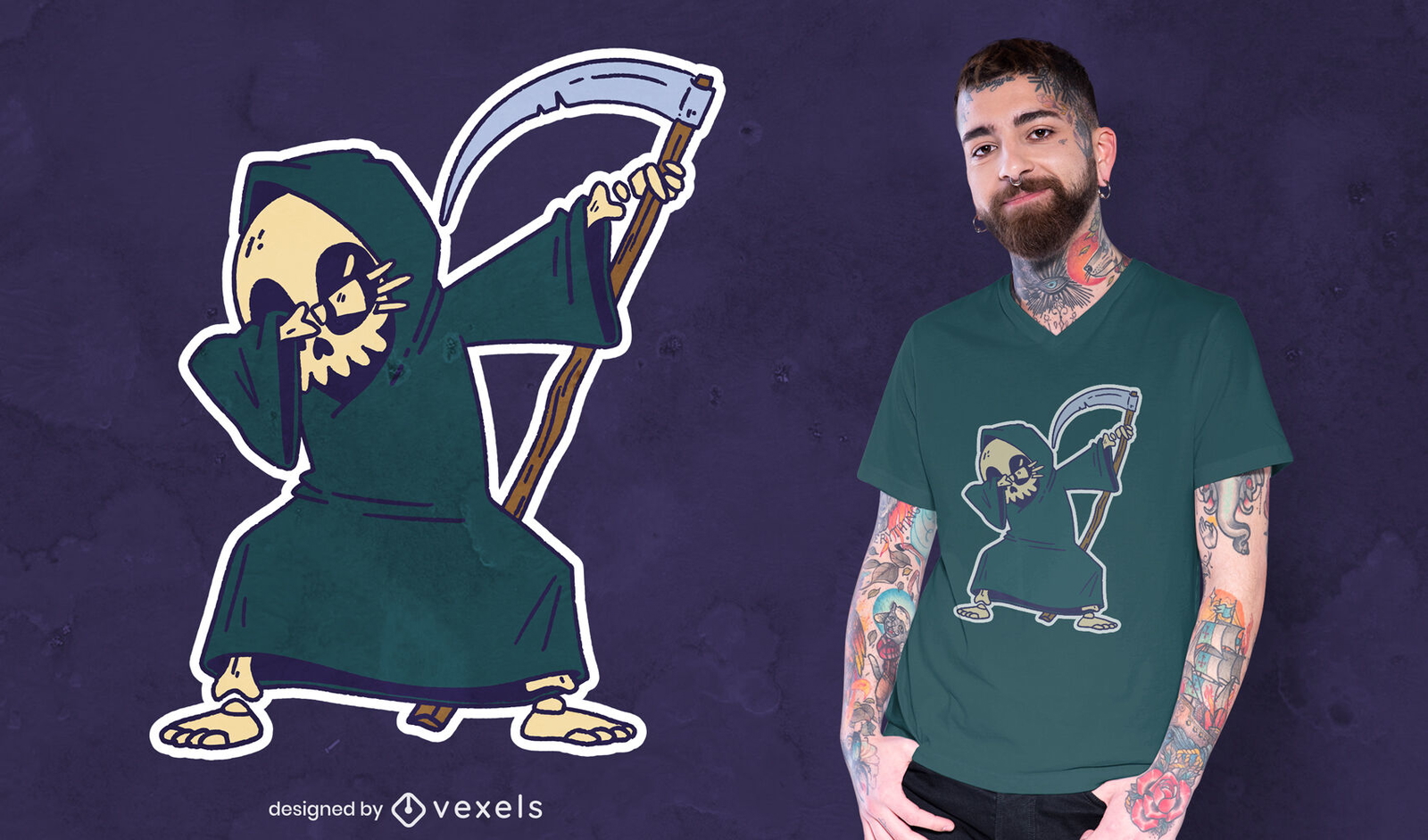 Diseño de camiseta grim reaper dabbing