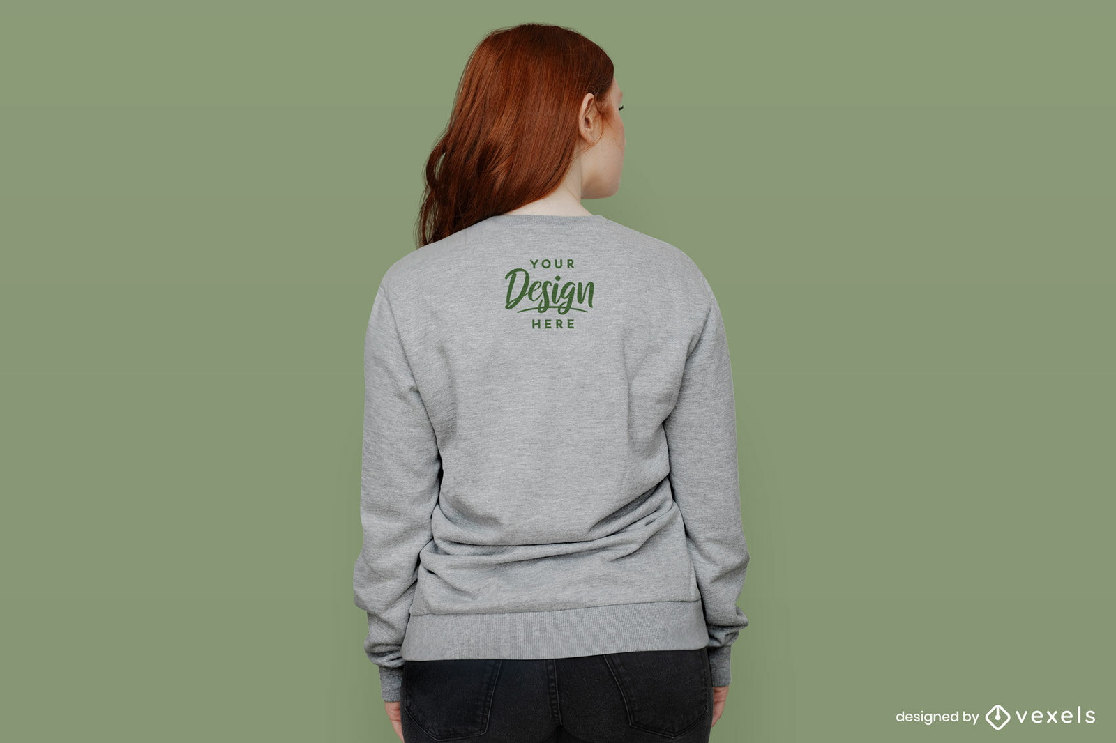 Mädchen mit grauem Sweatshirt von hinten Mockup