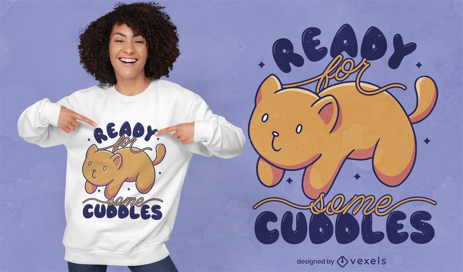 Diseño de camiseta Cuddle Cat
