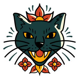 tatuagem tradicional de gato Desenho PNG