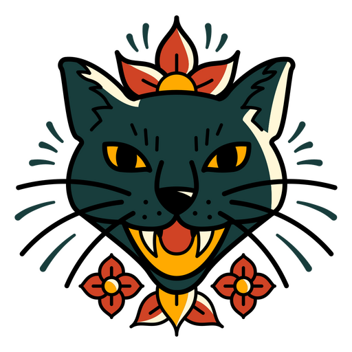 Tatuaje tradicional de gato Diseño PNG