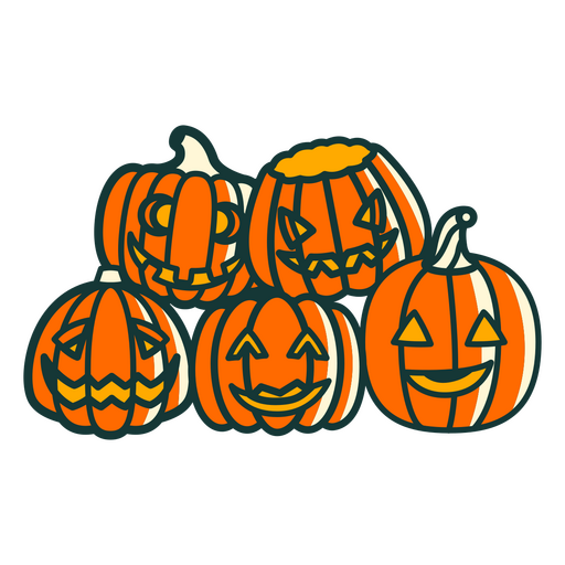 Abóboras esculpidas empilhadas de Halloween Desenho PNG