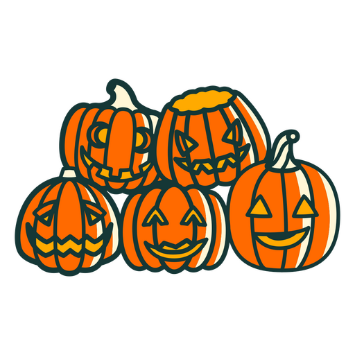 Halloween piled carved pumpkins PNG Design