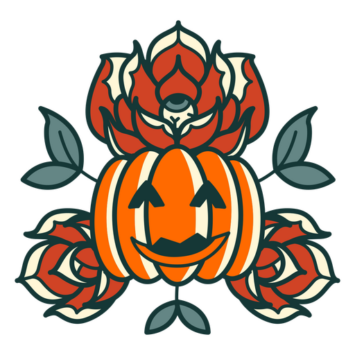 Floral pumpkin tattoo PNG Design