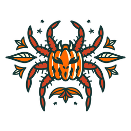 Pumpkin spider traditional tattoo PNG Design