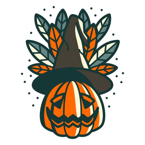 Carácter de sombrero de bruja de calabaza tallada Diseño PNG