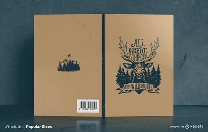Design da capa do livro animal aventura inverno veado