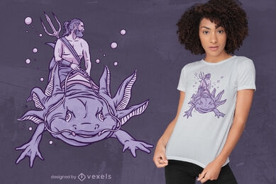 Poseidon in axolotl t-shirt design