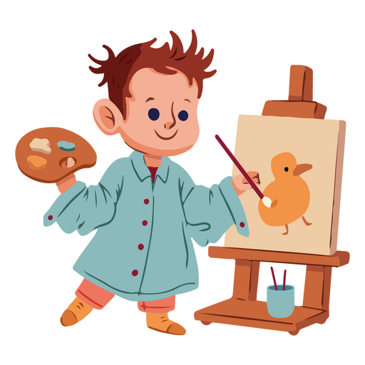 Personaje de niño de pintura creativa