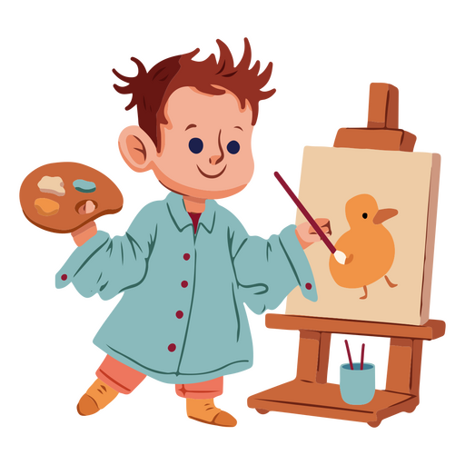 Personaje de niño de pintura creativa Diseño PNG