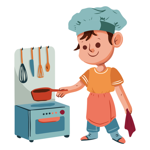 Personaje de niño cocinero creativo