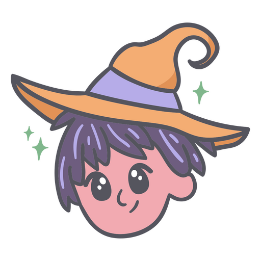 Witch Halloween kawaii cartoon PNG Design