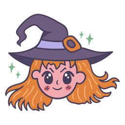 Bonito desenho de kawaii de chapéu de bruxa de Halloween