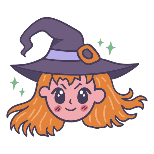 Cute dibujos animados de kawaii sombrero de bruja de Halloween Diseño PNG